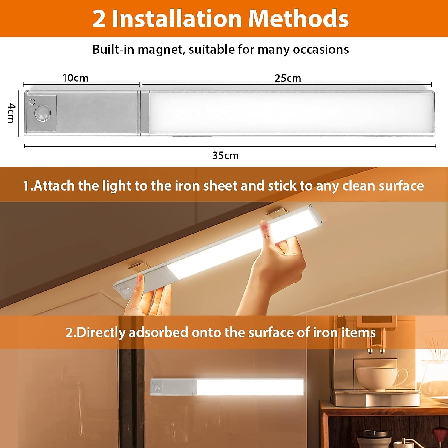 Light In The Box LED Motion Sensor Cabinet Light with Detachable Under Counter Light Automatic Sensored Bright Wireless Battery Operated for Bedroom Wardrobe Stairs Kitchen 2025 - $32.99 –P9