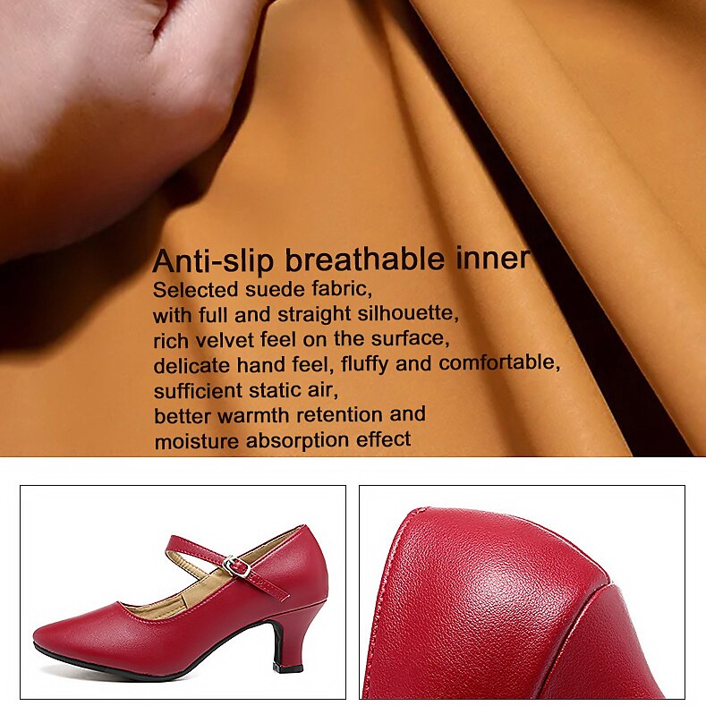 Women's Heels Pumps Slip-Ons Mary Jane Vintage Shoes Comfort Shoes Party Outdoor Daily Kitten Heel Round Toe Elegant Vintage Fashion Leather Cowhide Buckle Ankle Strap Silver Dark Red Black 2025 - $42.99 –P5