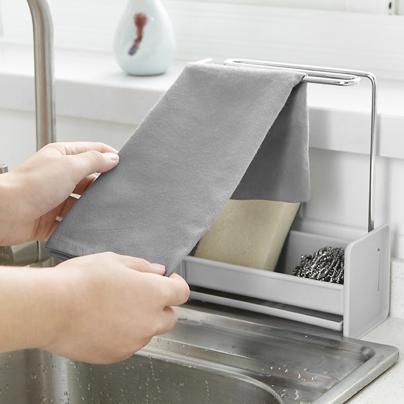 Porta stracci da cucina, porta strofinacci, scarico per lavabo, organizer per spugna, porta sapone, portaoggetti multifunzione, strumenti per il bagno e la cucina del 2025 a $13.99 –P6
