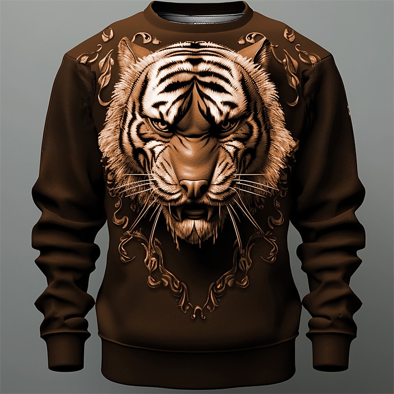 Hombre Graphic Tigre Sudaderas Sudadera con capucha Manga Larga Camisa de entrenamiento Cuello Barco Moda Diario Casual Impresión 3D Vacaciones Festivos Noche Estampado Primavera & Otoño 2025 - $29.99 –P3