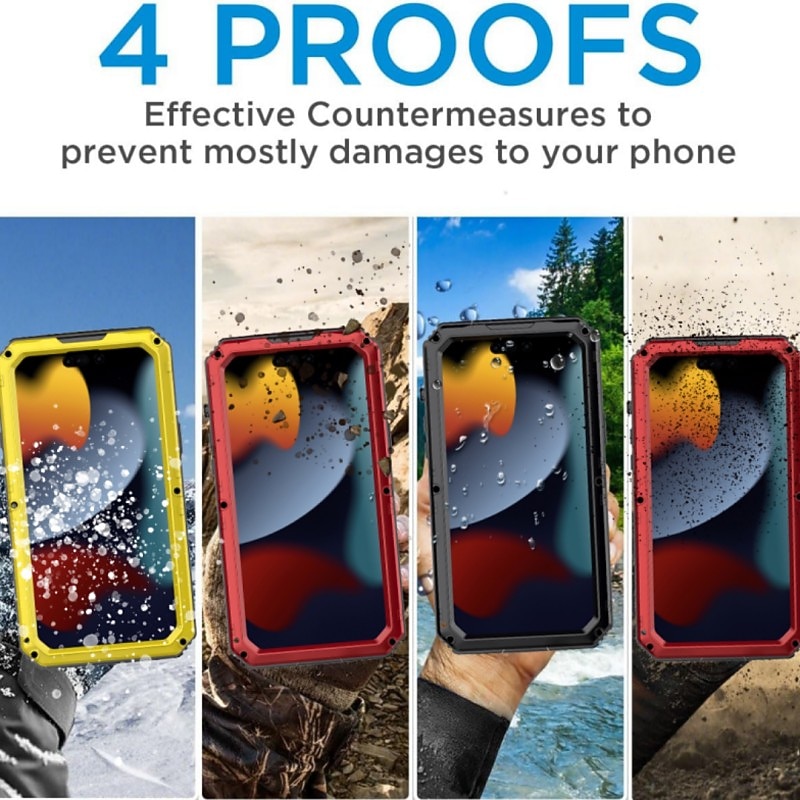 телефон Кейс для Назначение iPhone i16 15 14 Pro Max Plus 16e 13 12 Pro Max Mini Водонепроницаемый кейс Съемный с ремешком Защита от удара pet Алюминиевый сплав Силикон 2025 - $36.99 –P7