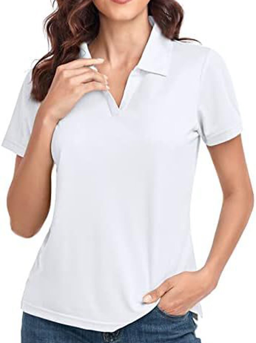 Polo maglietta Per donna Nero Bianco Rosa Tinta unica Di base Giornaliero Giornaliero Colletto Standard S del 2025 a $27.99 –P11