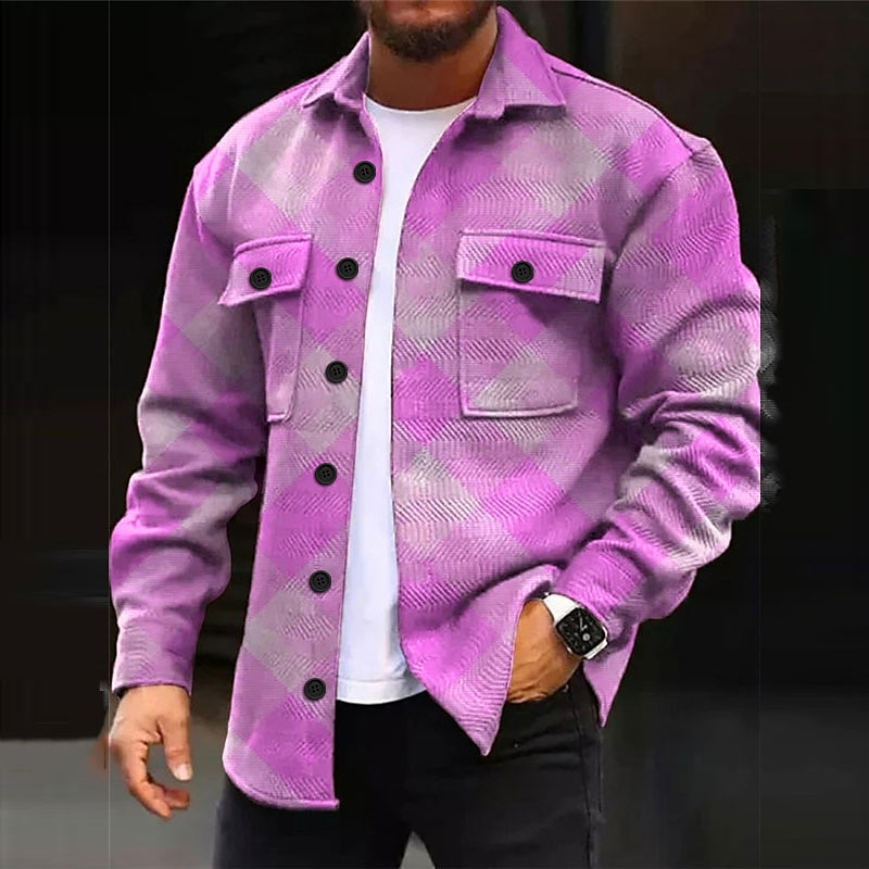 Ανδρικά Άργιλος Πουκάμισο Μπουφάν πουκάμισο Παντελόνι Μακρυμάνικο Καθημερινό ΕΞΩΤΕΡΙΚΟΥ ΧΩΡΟΥ Δρόμος Καθημερινά Φθινόπωρο & Χειμώνας Απορρίπτω Κουμπιά Τσέπη Στάμπα 2026 - $35.99 –P5