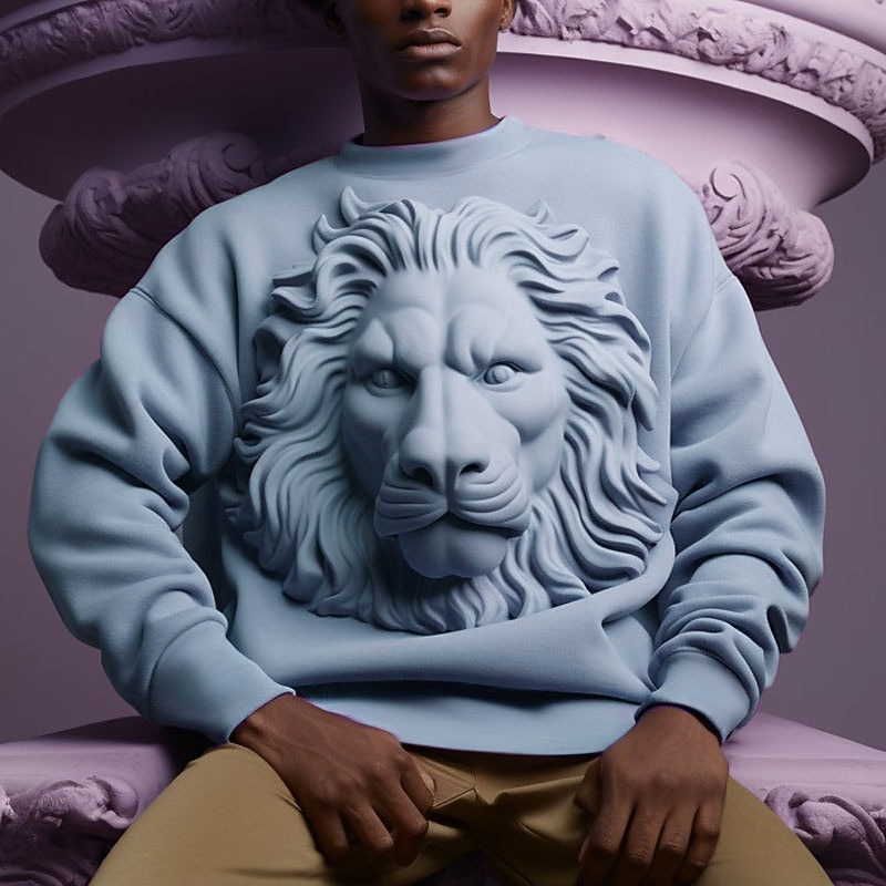 Męskie Graficzny Zwierzę Lew Bluzy Bluza z kapturem Długi rękaw Podkoszulek Półgolf Moda Codzienny Druk 3D Streetwear Urlop Święto Nadruk Wiosna i jesień 2026 - $30.99 –P2