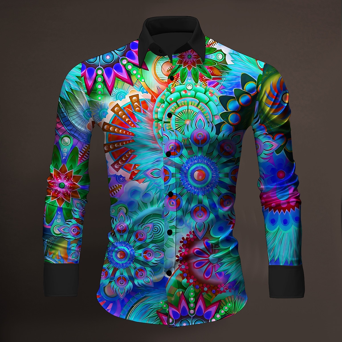 Herr Blommig 3D Print Skjorta Knapp upp skjorta Långärmad Artistisk Dagliga kläder Utekväll Höst vinter Nedvikt Mönster Button-Down Gul Kungsblå Blå Purpur Orange 2025 - $26.99 –P16