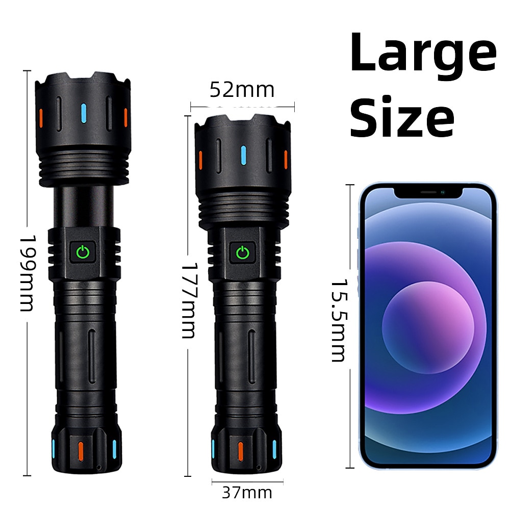 פנסים נטענים LED פנס טקטי בהיר סופר בהיר, פנסים כף יד ניתנים להגדלה בקיבולת עוצמה גבוהה עבור חירום מתנה לקמפינג טיולים 2025 - $43.99 –P6