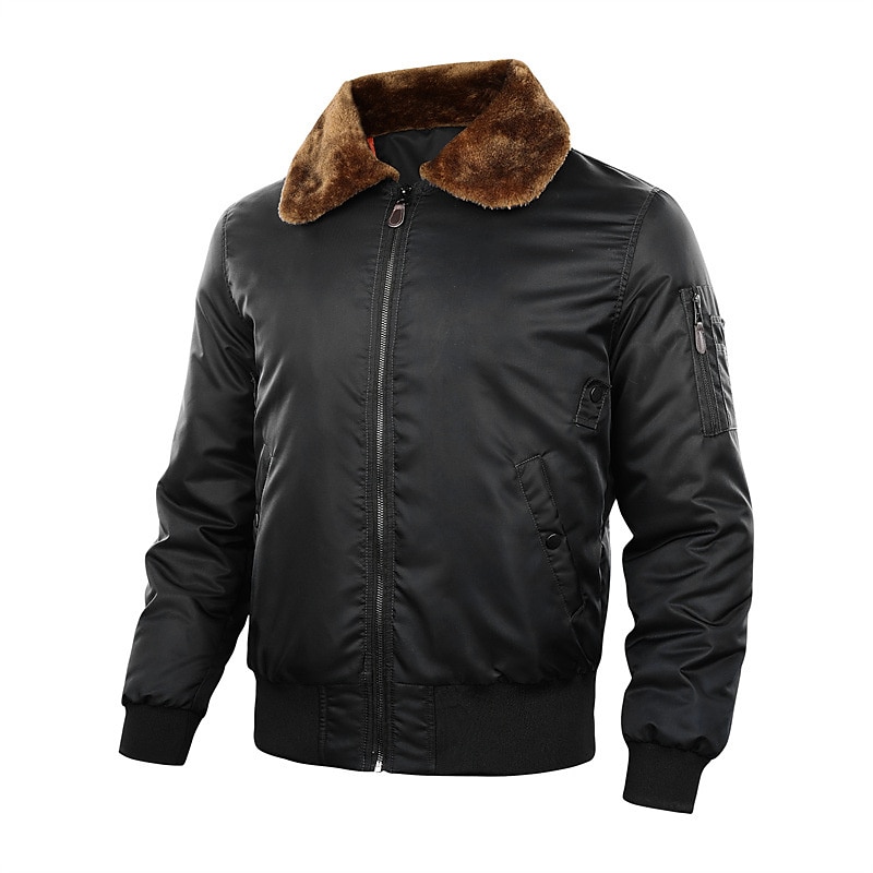 Homme Manteau d'hiver Bomber Veste Blouson Veste décontractée Extérieur Usage quotidien Chaud Poche Automne Hiver Plein Mode Vêtement de rue Revers Normal Noir Bleu Roi Vert Véronèse Veste de 2025 ? $72.99 –P5
