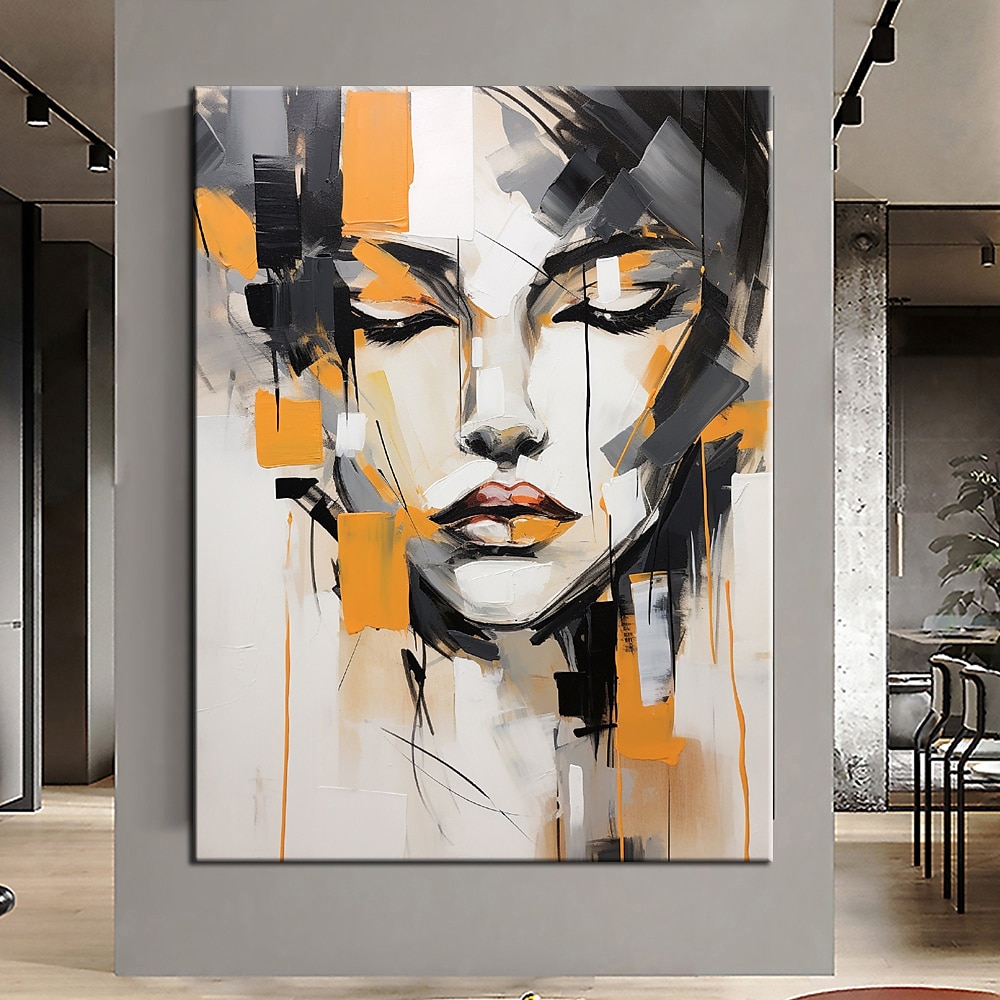 100% grote handgeschilderde muurkunst figuur abstract getextureerd schilderij vrouw schilderij oranje textuur schilderij vrouw abstract schilderij getextureerde muur kunst woondecoratie decor klaar om 2025 - $139.99 –P5