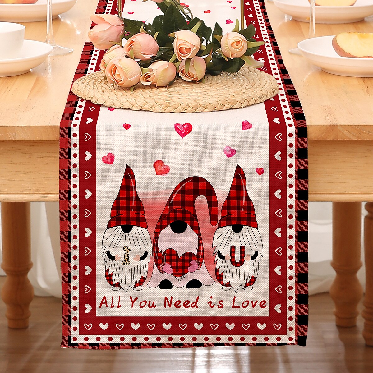 Valentines Day Table Runner Holiday Table Runner Seasonal Farmhouse Burlap Table Cloth for Wedding Anniversary Home Kitchen Dinner Table Party Decor 2025 - $7.49 –P16