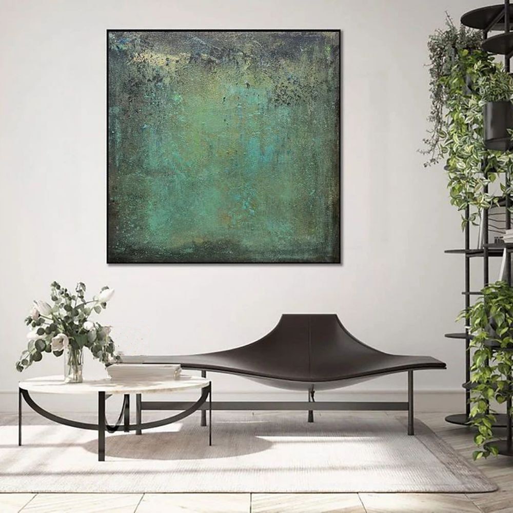 Handgefertigtes Ölgemälde auf Leinwand, Wandkunst, Dekoration, moderner nordischer Minimalismus, grüne Textur für Heimdekoration, gerolltes, rahmenloses, ungedehntes Gemälde 2025 - $92.99 –P6