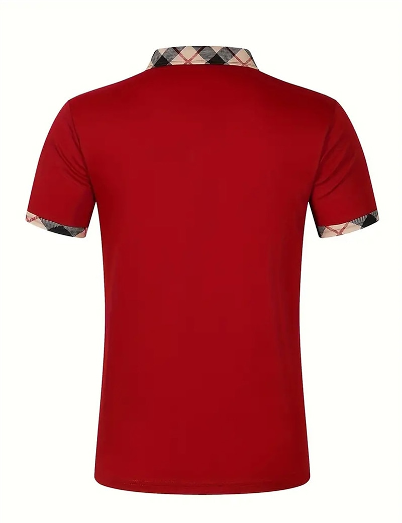 Men's Polo Shirts Button Up Polos Casual Holiday Lapel Short Sleeve Fashion Basic Plaid Color Block Patchwork Summer Regular Fit White Polo Shirts 2026 - $17.99 –P13