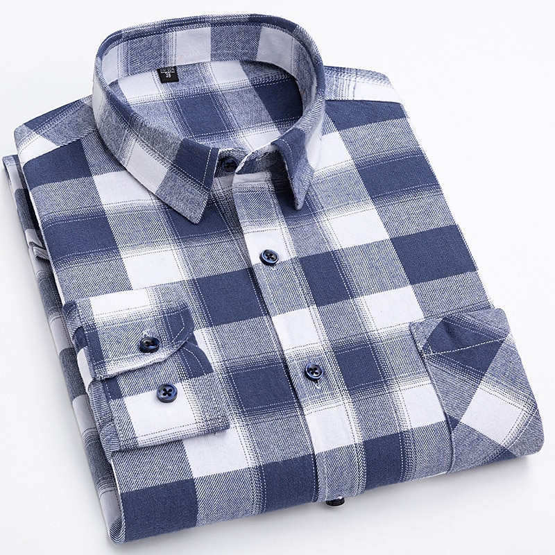 Voor heren Overhemd Ruitjes Toimisto & ura Bruiloft Marineblauw Blauw Hemelsblauw Donkergroen Lange mouw Revers Lente & Herfst Kleding Voorvak 2025 - $35.99 –P3