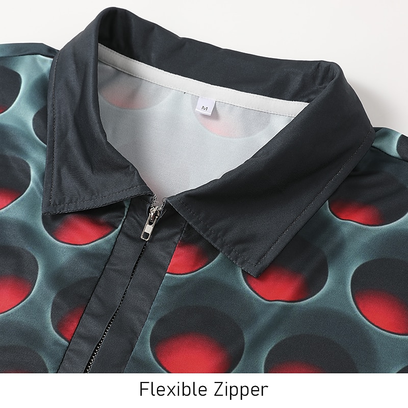 Herr Grafisk Pikétröjor med dragkedja Golftröja Kortärmad Polotröjor Skjortor med krage Ledigt Semesterkläder Rave Wear Festkläder 3D-utskrift Quarter Zip Polo Rubinrött Blå Purpur 2025 - $22.99 –P6
