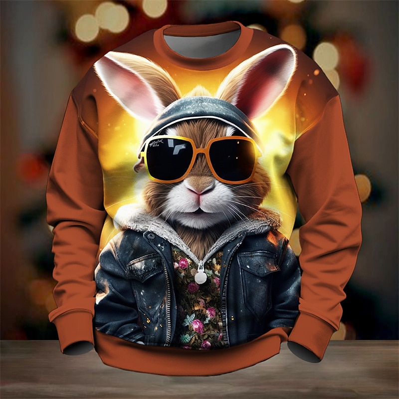 Pánské Grafika Komiks Králíček Mikiny Svetrová mikina Dlouhý rukáv Mikina Tričkový Módní Denní Na běžné nošení 3D tisk Dovolená Jdeme ven Streetwear Tisk Jaro & podzim 2025 - $29.99 –P1