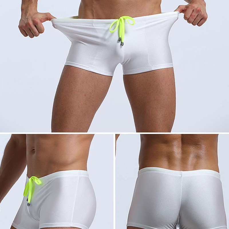 Men's Swim Trunks Swim Shorts Daily Beach Quick Dry Breathable Drawstring Elastic Waist Plain Short Sport Casual Activewear Black White Stretchy 2025 - $8.99 –P10