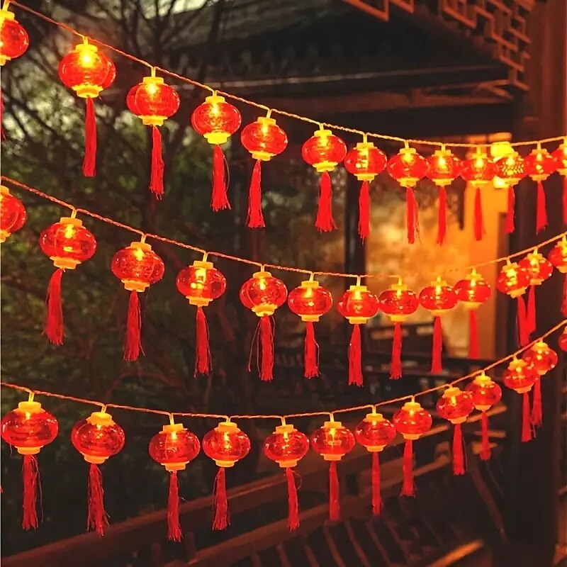2025年 1ピースタッセルレッドランタンストリング1.5メートル/4.9フィート中国風の新年装飾中庭装飾モール装飾  コレクション – $19.99 –P1