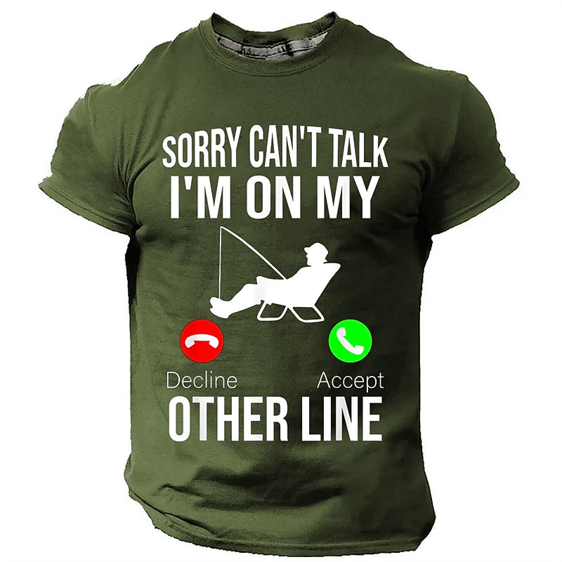 T-shirt de pêche pour homme  T-shirt graphique amusant 'Désolé je ne peux pas parler je suis sur ma autre ligne' pour les pêcheurs de 2026 ? $19.49 –P2