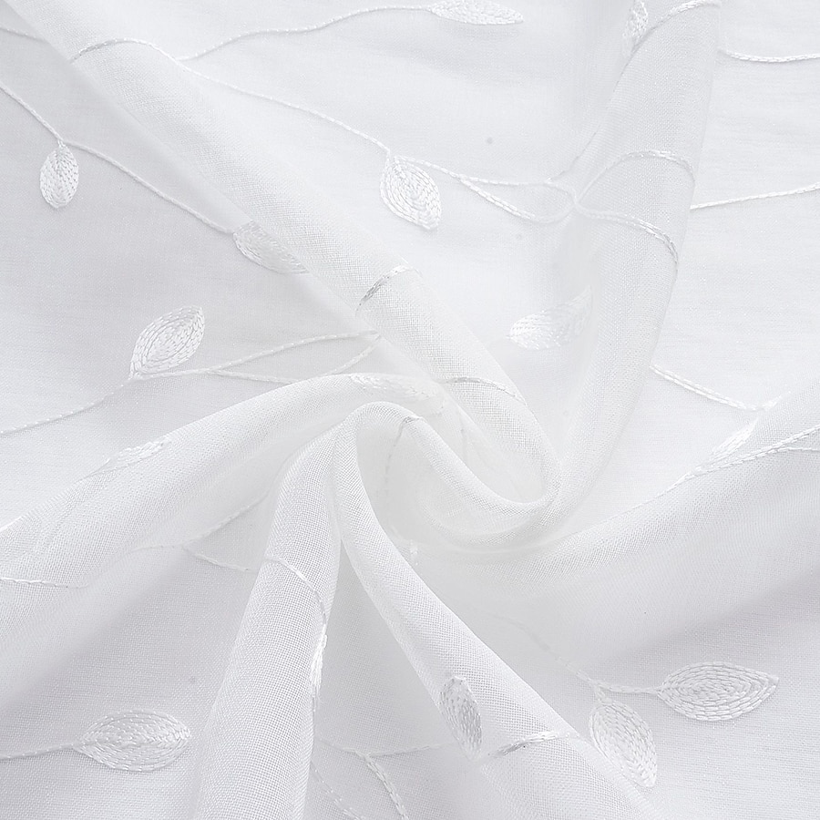 Rideau semi-transparent blanc brodé de feuilles, ensemble de rideaux à passe-tringle, panneau de fenêtre, drapé pour chambre de fille/chambre d'enfant/crèche/salon 1 panneau de 2025 ? $18.49 –P2