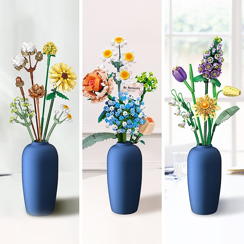 cadouri de ziua femeii mini blocuri buchet de flori seturi de constructii flori artificiale diy decor unic pentru casa 646 piese pentru ziua mamei cadouri pentru mama 2025 - $29.99 –P1