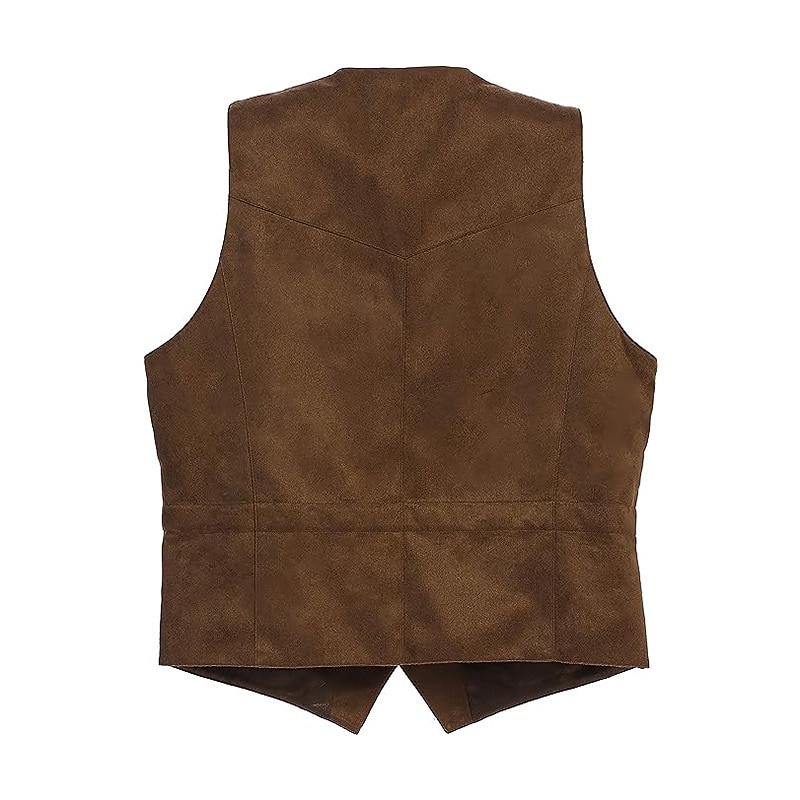 Homme Gilet en daim Usage quotidien Vacances Sortie Style vintage Chic et moderne Printemps & Automne Bouton Polyester Confortable Plein Boutonnage Simple Col V Standard Noir Marron Café Gris Gilet de 2025 ? $39.99 –P12
