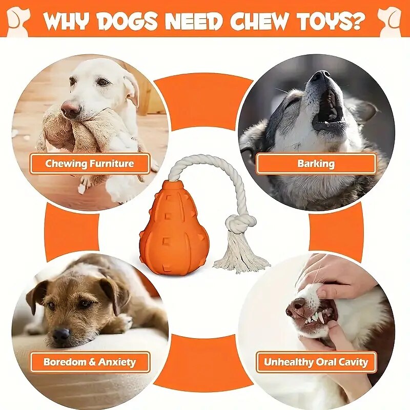 1pc Pumpkin Design Dog Toys For Aggressive Chewers Puppy Chew Toys For Teething Durable Natural Rubber And Rope Dog Interactive Training Toy 2025 - $19.99 –P3