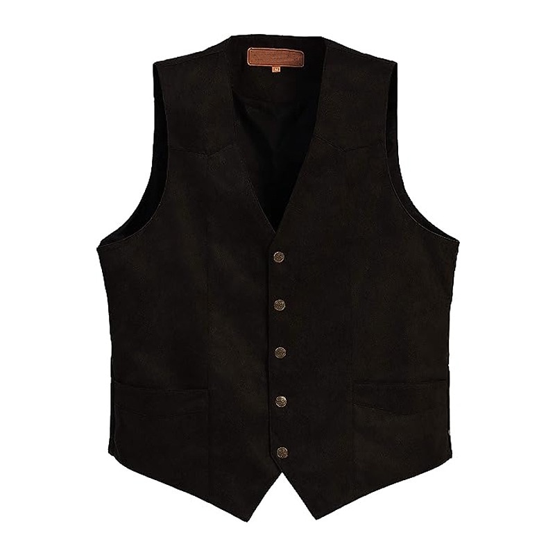 Retro Vintage Vest Waistcoat West Cowboy Solid Color V Neck Fancy Dress Men's Bachelorette Party Adults' Vest 2026 - $34.99 –P3