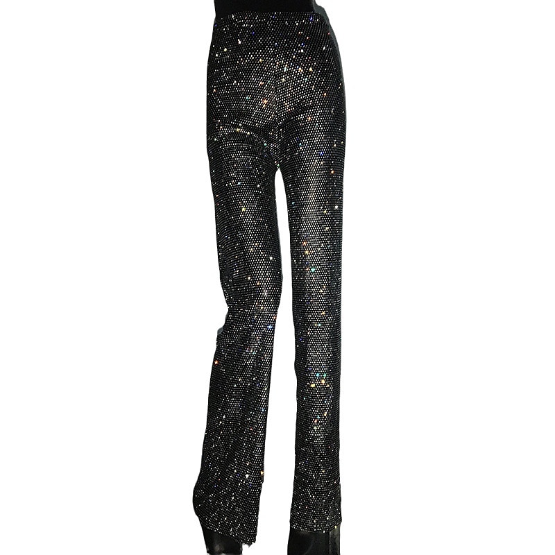 Metallic Sparkle Pants Sheer Mesh Rhinestone Cover Up Disco Solid Color Women's Party Club Pride Parade Adults' Pants 2025 - $86.99 –P9