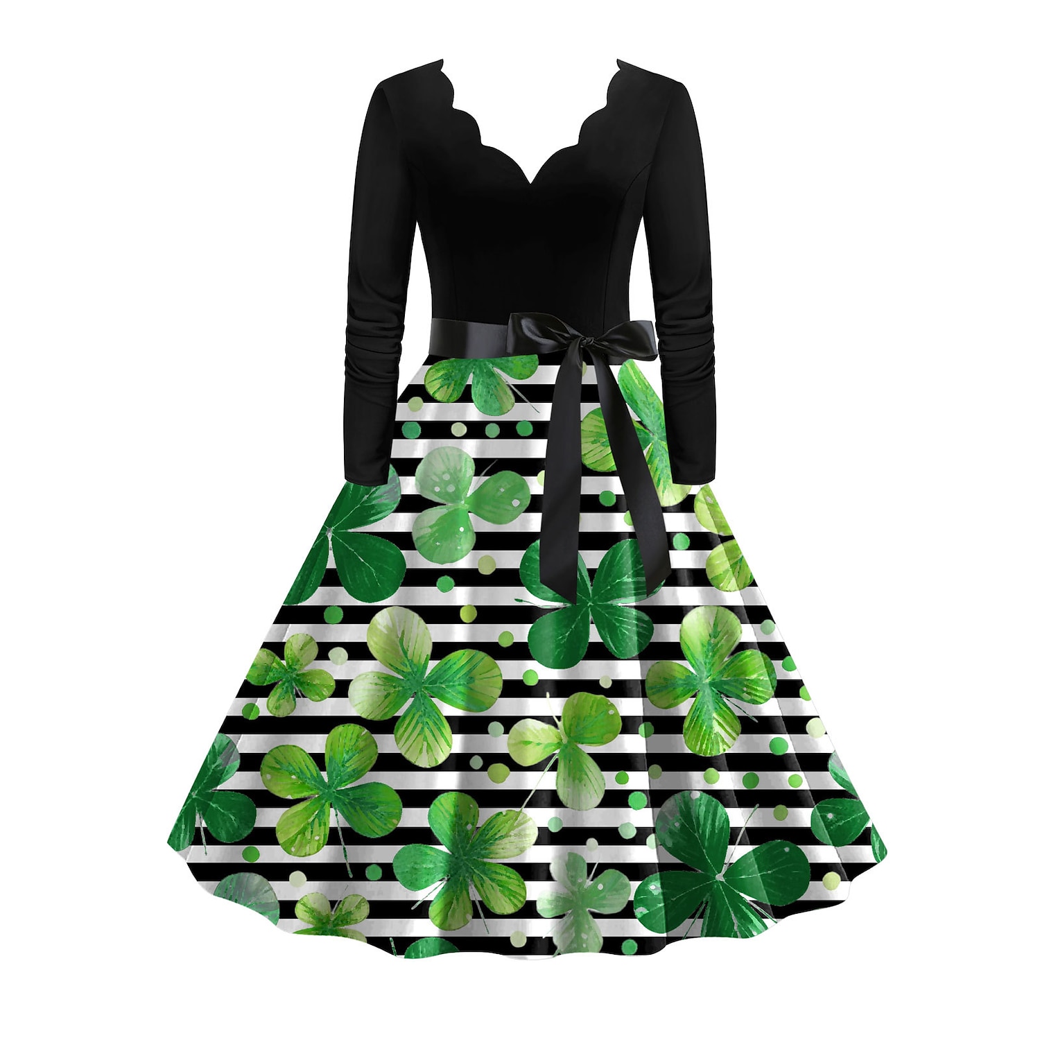 1950er Vintage inspiriert Cocktailkleid Knielang Kleid A-Linie Kleid Teekleid A-Linie Damen St. Patrick's Day Heimkehr Alltagskleidung Junggesellinnenabschiedsparty Teenager Erwachsene Kleid 2025 - $26.99 –P18