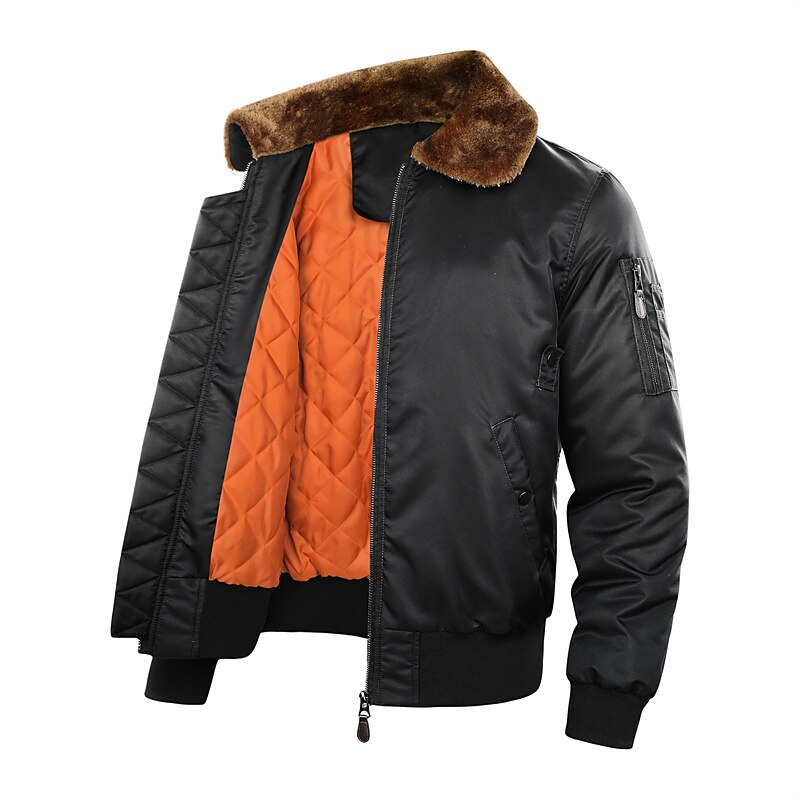 Homme Manteau d'hiver Bomber Veste Blouson Veste décontractée Extérieur Usage quotidien Chaud Poche Automne Hiver Plein Mode Vêtement de rue Revers Normal Noir Bleu Roi Vert Véronèse Veste de 2025 ? $72.99 –P6