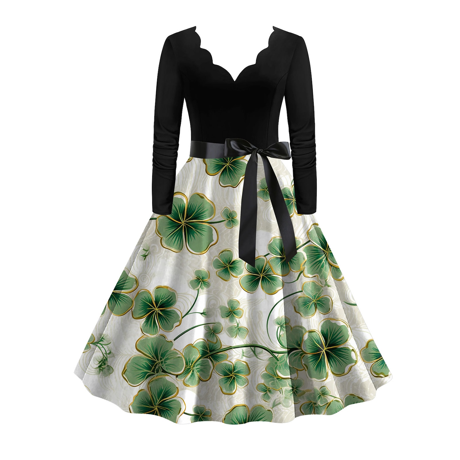 1950er Vintage inspiriert Cocktailkleid Knielang Kleid A-Linie Kleid Teekleid A-Linie Damen St. Patrick's Day Heimkehr Alltagskleidung Junggesellinnenabschiedsparty Teenager Erwachsene Kleid 2025 - $26.99 –P6