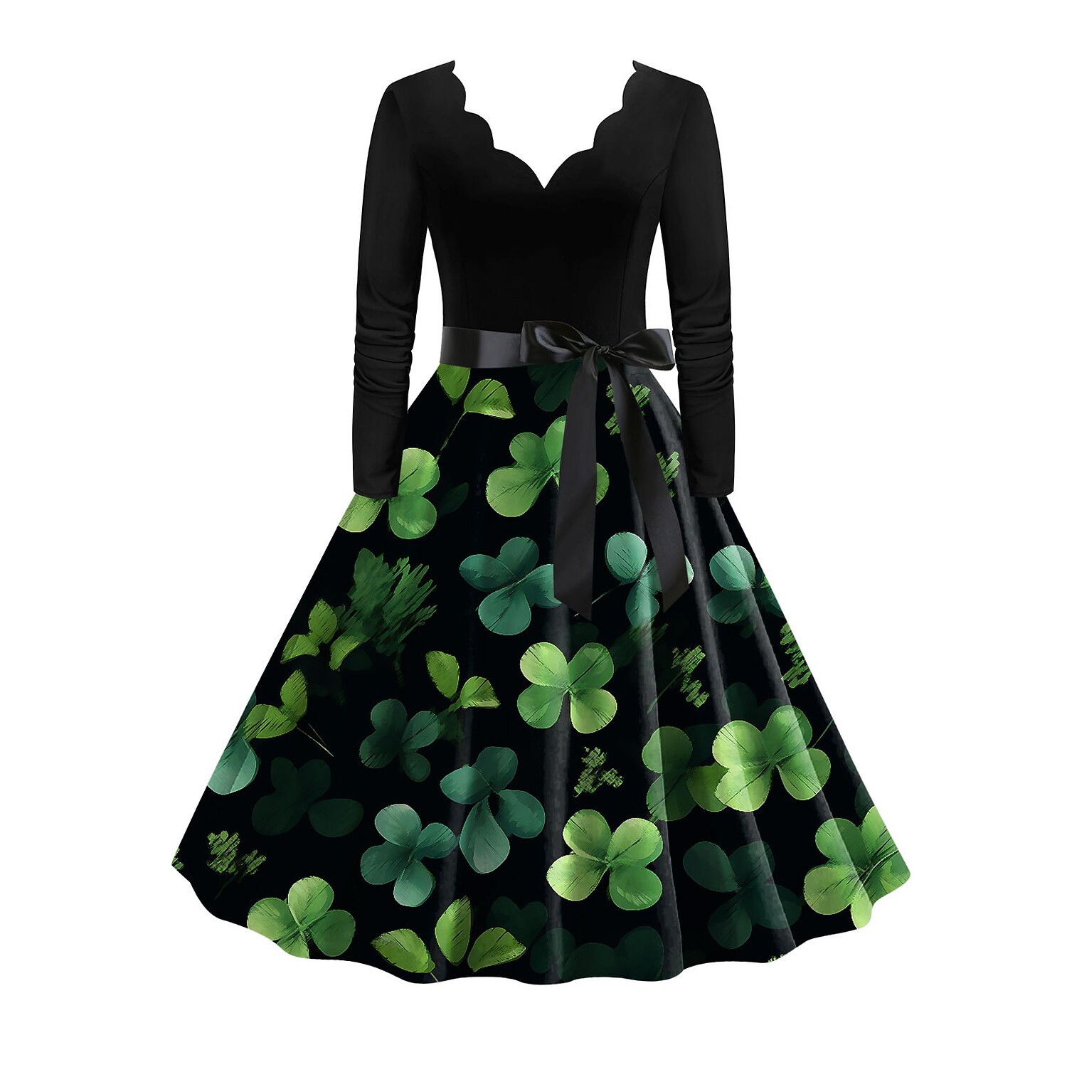 1950er Vintage inspiriert Cocktailkleid Knielang Kleid A-Linie Kleid Teekleid A-Linie Damen St. Patrick's Day Heimkehr Alltagskleidung Junggesellinnenabschiedsparty Teenager Erwachsene Kleid 2025 - $26.99 –P20