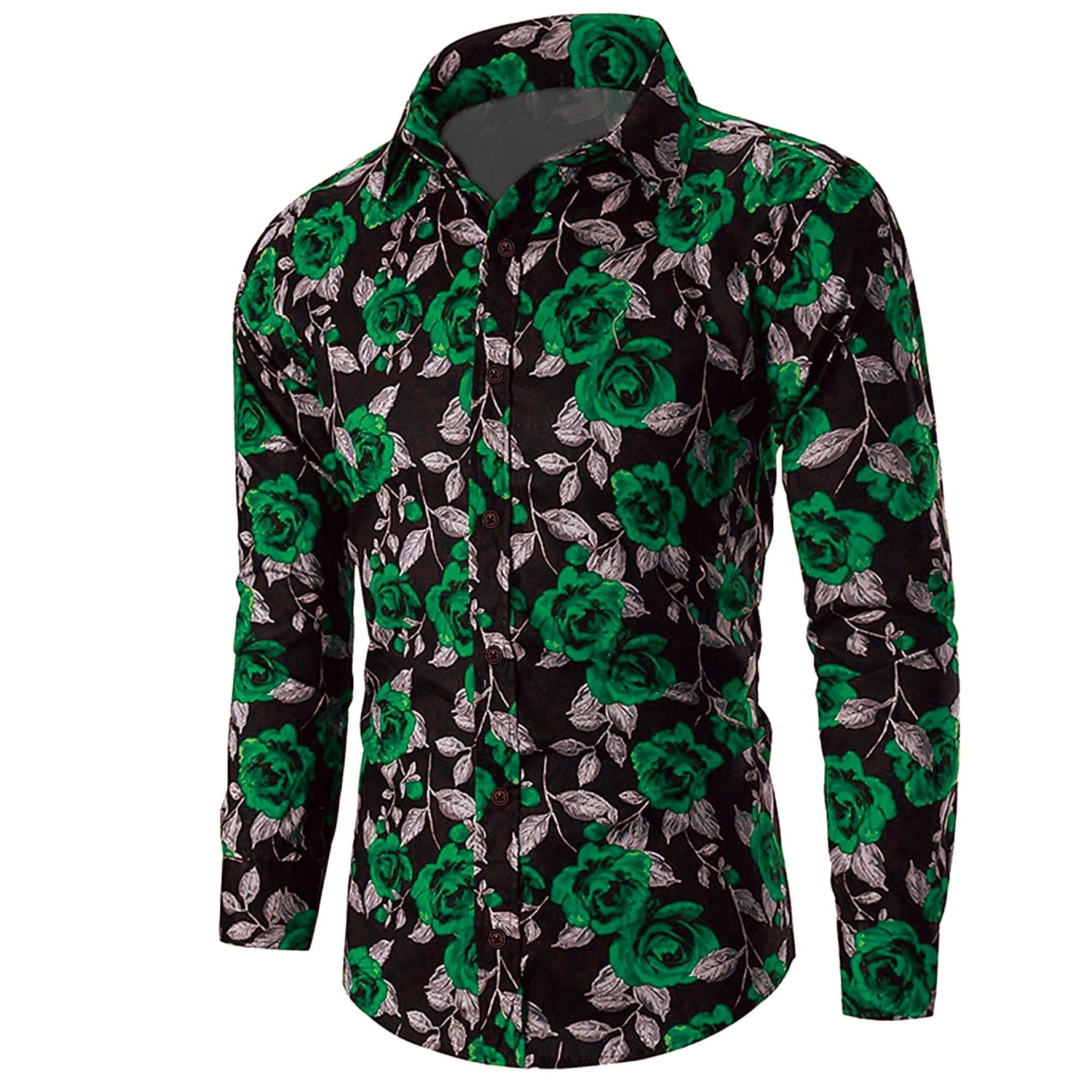 Valentinstag Herren Rose Blumenmuster Hemd Knopfhemd Langarm Brautkleider schlicht Urlaub Casual Wochenende Frühling Sommer Herbst Winter Umlegekragen Bedruckt Button-Down Violett Gelb Rote Blau 2025 - $26.99 –P7