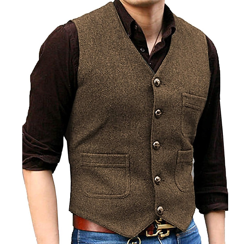 Homme Gilet Usage quotidien Vacances Sortie Mode basique Printemps & Automne Bouton Polyester Confortable Plein Boutonnage Simple Col V Standard Noir Rouge Marine foncé Bleu Océan Gilet de 2025 ? GBP £39 –P1