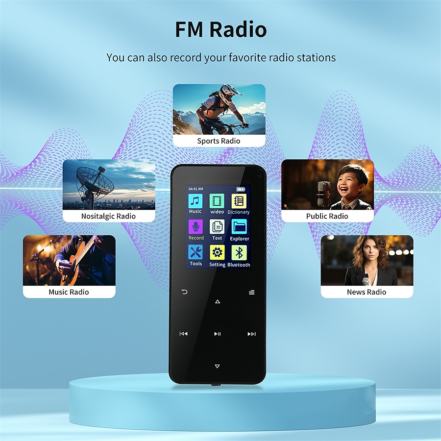 16GB 1.8 inch Met Bluetooth 5.0 MP3 Speler Full Touch Screen  MP4 Player Muziekspeler Met Ingebouwde speaker Fm Radio Recorder Video 2025 - $31.99 –P1