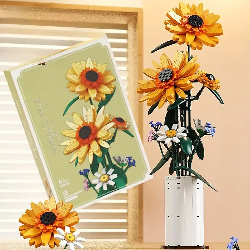 Presentes do dia das mulheres 821pcs buquê de girassol quebra-cabeça modelo blocos de construção presentes para meninas para o dia das mães presentes para a mãe de 2025 por $59.99 –P4