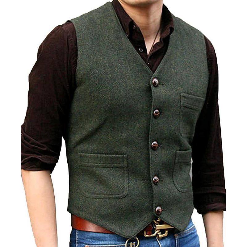 Homme Gilet Usage quotidien Vacances Sortie Mode basique Printemps & Automne Bouton Polyester Confortable Plein Boutonnage Simple Col V Standard Noir Rouge Marine foncé Bleu Océan Gilet de 2025 ? GBP £39 –P7
