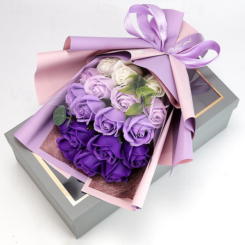 cadouri de ziua femeii 18 trandafiri buchet de sapun cutie cadou qixi cadou de ziua indragostitilor flori false ziua femeii cadouri de ziua mamei pentru fete cadouri de ziua mamei pentru mama 2025 - $48.99 –P4