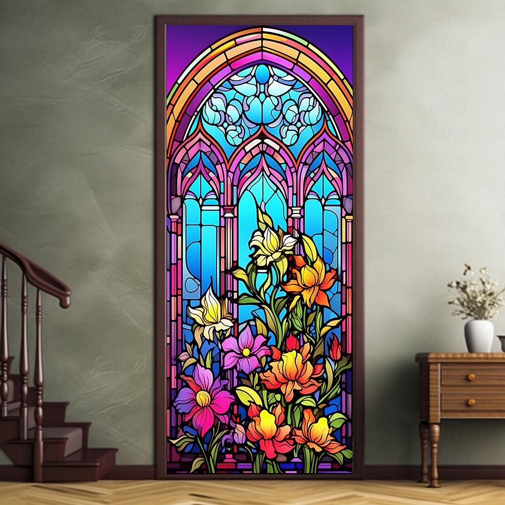farget glass mandala dørdeksler veggmaleri dekor dør billedvev dør gardin dekorasjon bakteppe dør banner avtakbar for inngangsdør innendørs utendørs hjemme rom dekorasjon gårdshus dekor forsyninger 2026 - $28.99 –P10