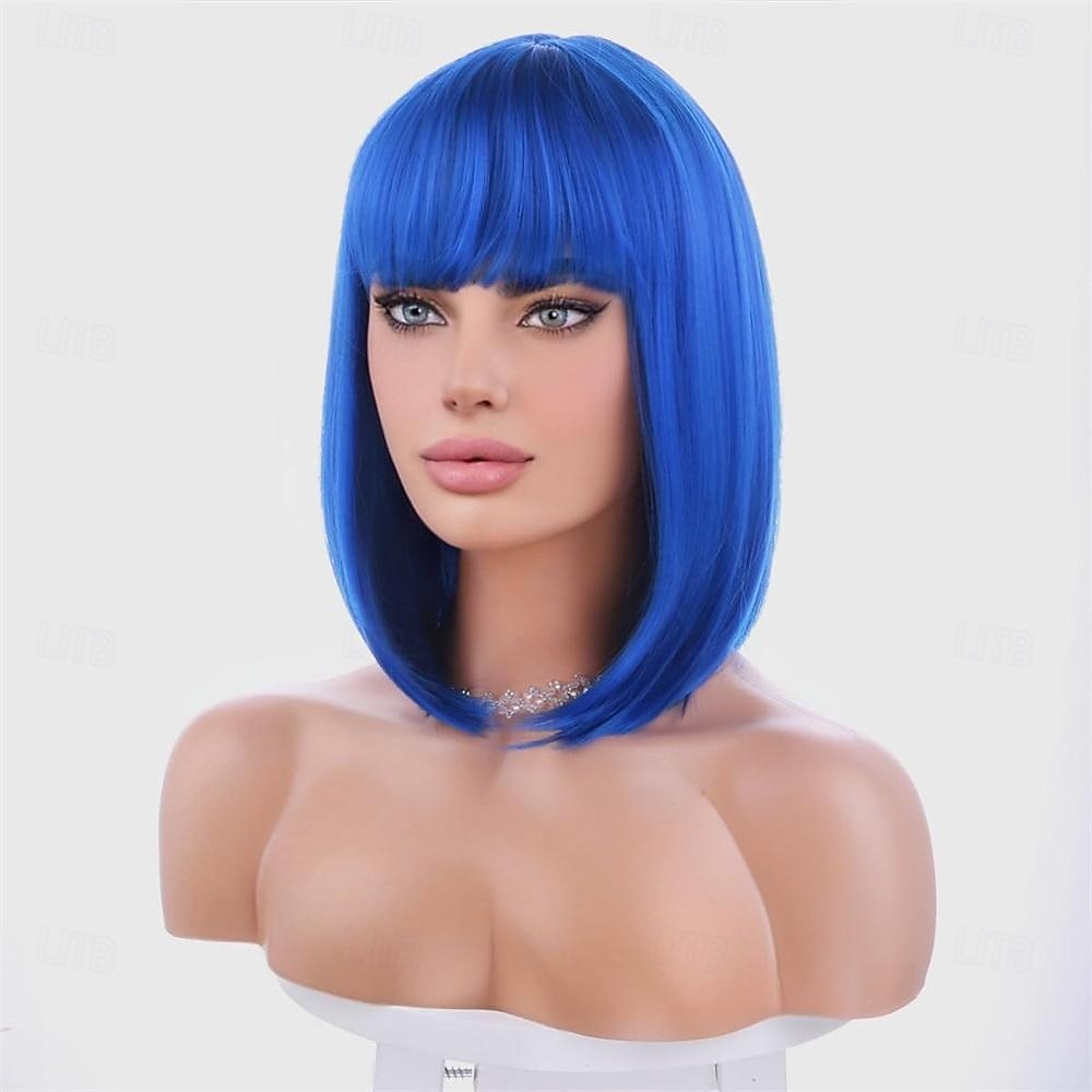 peruca verde para mulheres peruca bob verde curta reta peruca verde esmeralda com franja sintética resistente ao calor halloween cosplay peruca cosutme perucas do dia de são patrício de 2025 por $18.49 –P3