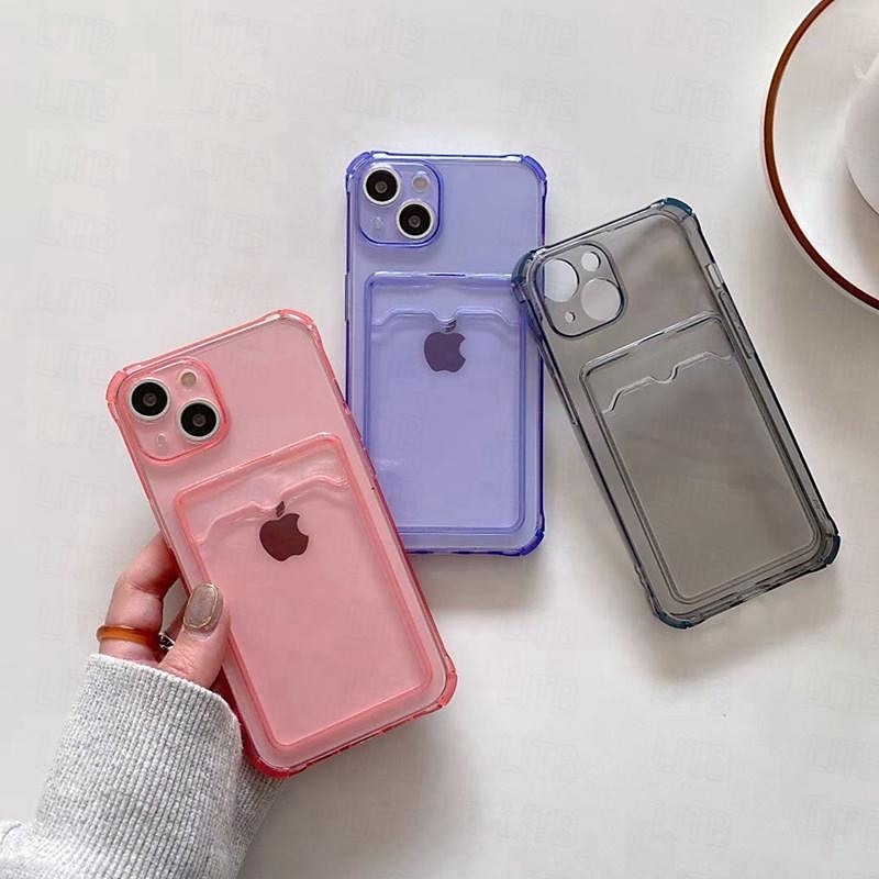 telefoon hoesje Voor iPhone 15 Pro Max Plus iPhone 14 13 12 11 Pro Max Mini SE X XR XS Max 8 7 Plus Achterkant Kristalhelder Slanke behuizing Transparant Ultra dun Kaartsleuf Kleurgradatie TPU 2025 - $10.99 –P12