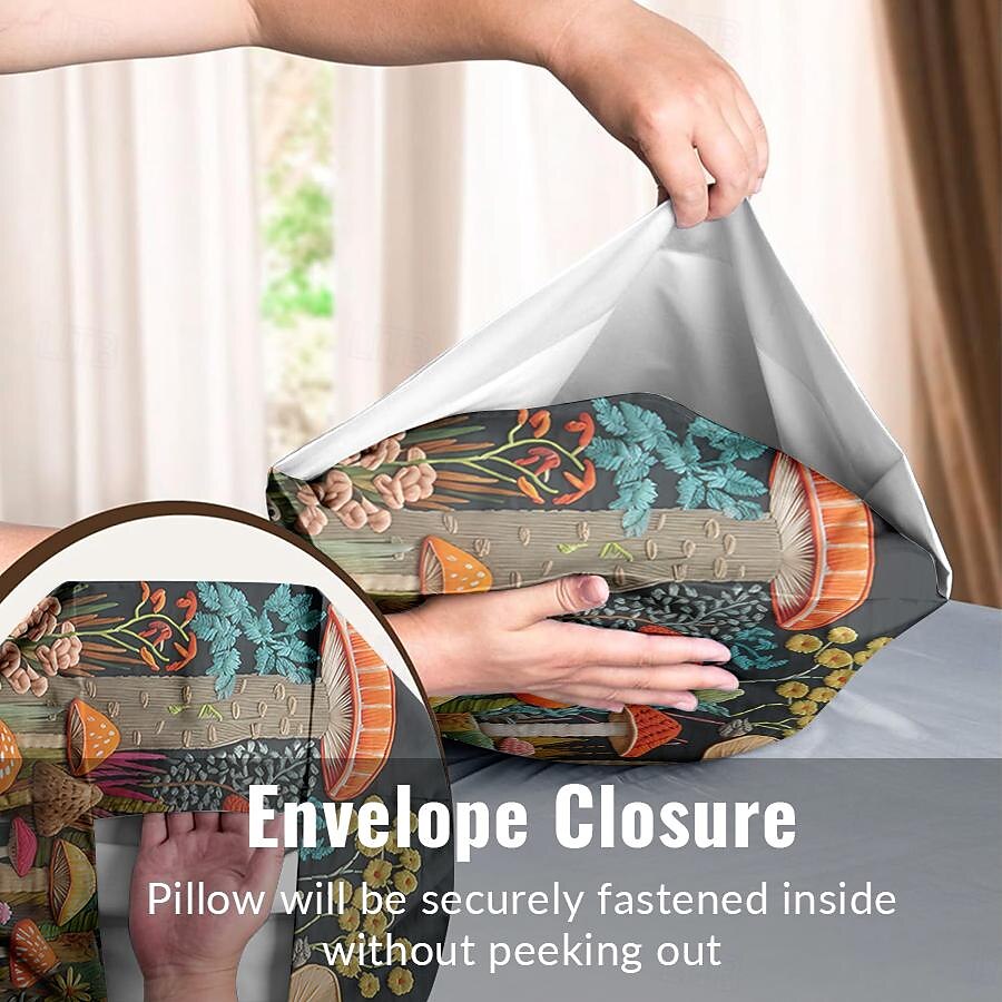 Juego de 2 fundas de almohada tamaño queen con diseño de setas, funda de edredón estampada, funda de almohada suave y transpirable, funda de almohada decorativa (20 x 30 pulgadas) 2025 - $22.99 –P4