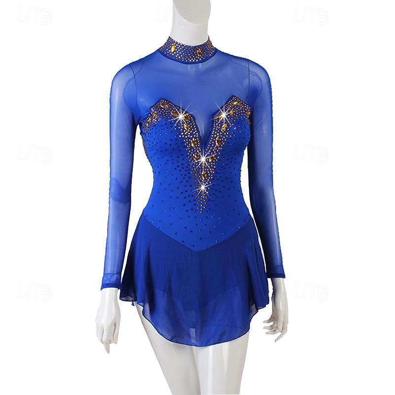 Dance Salsa Latin Dance Dress Rhinestone Women's Performance Training Long Sleeve High Spandex Tulle 2026 - $180.99 –P13