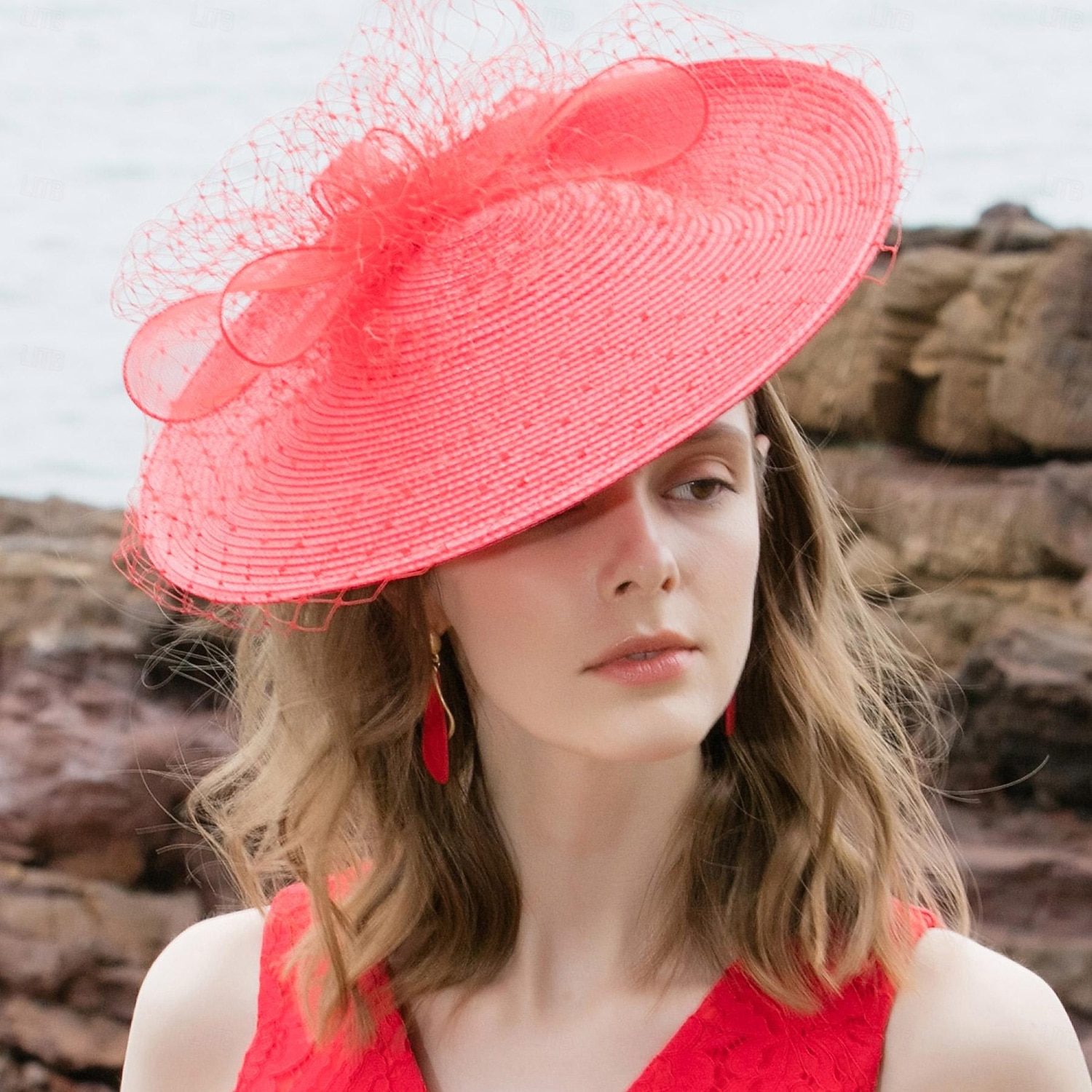 sombreros de tul sinamay platillo sombrero de copa sombrero de velo boda fiesta de té elegante retro con tul velo de cara tocado sombreros 2026 - $45.99 –P6