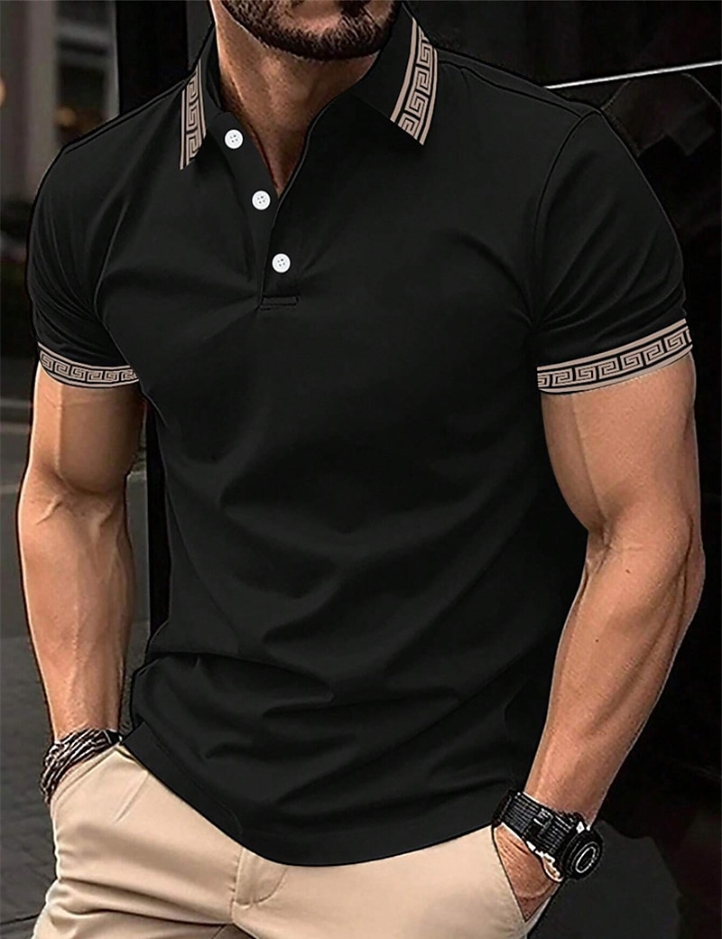 Herren Poloshirt Polos mit Knöpfen Casual Sport Kargen Kurzarm Modisch Basic Farbblock Patchwork Sommer Regular Fit Schwarz Armeegrün Burgunderrot Marinenblau Beige Poloshirt 2025 - $17.99 –P1