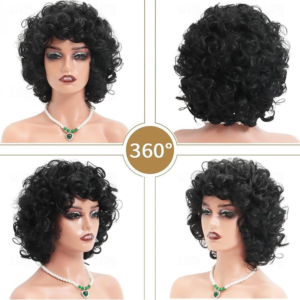 Curly Wigs for Black Women Short Curly Wig with Bangs Afro Cute Wigs Natural Looking Soft Bouncy Fluffy Comfortable Light Weight Wig Heat Resistant Synthetic Wig for African American Women 2026 - $29.99 –P4