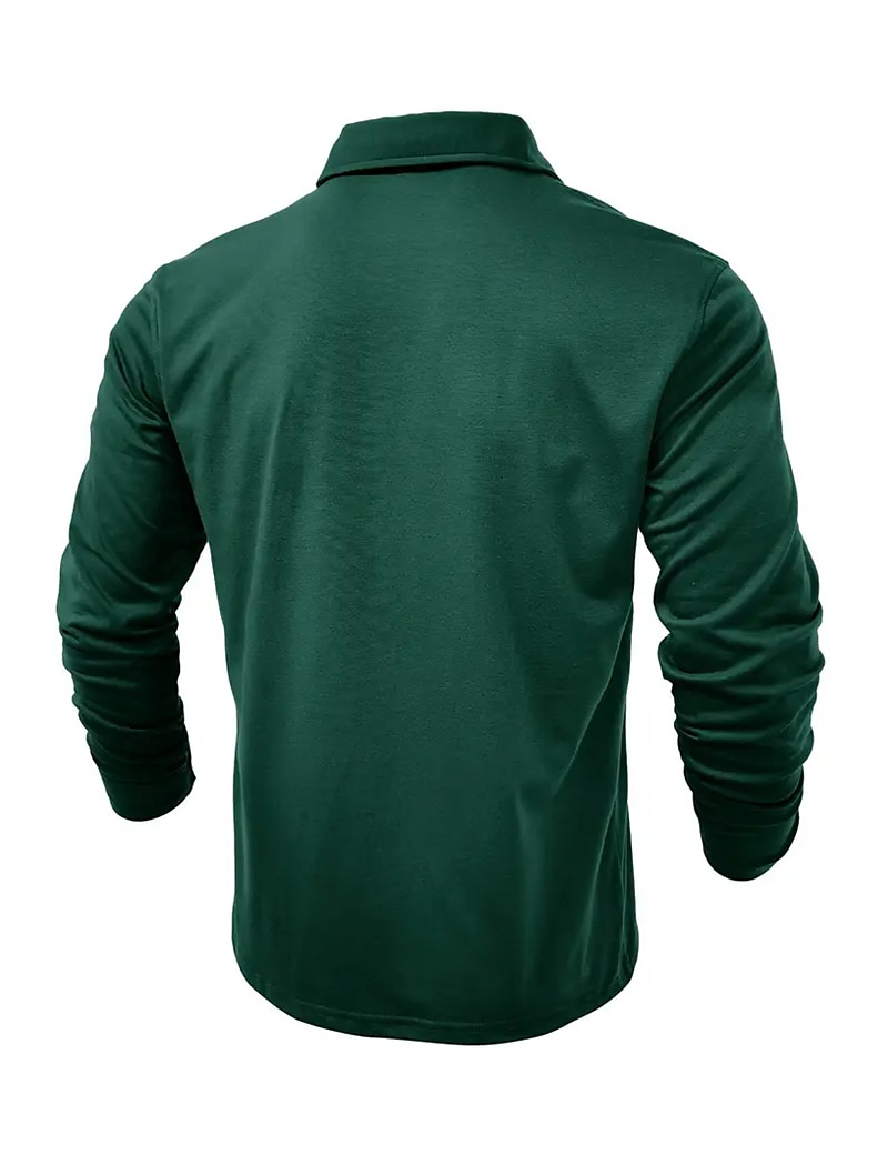 Herren Poloshirt Polos mit Knöpfen Casual Sport Kargen Langarm Modisch Basic Glatt Taste Tasche Frühling & Herbst Regular Fit Schwarz Weiß Armeegrün Rote Marineblau Dunkelgrün Poloshirt 2025 - $22.99 –P6