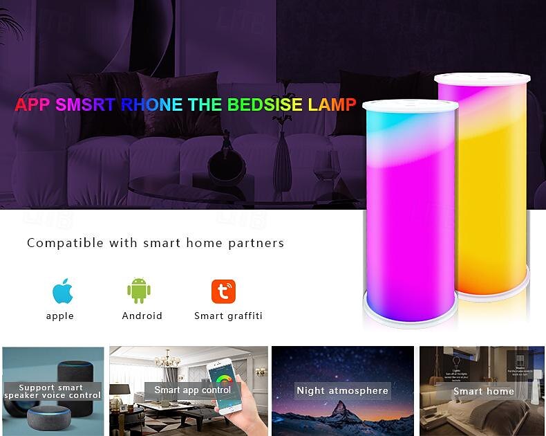 LED Smart Light Alexa Voice Tuya WiFi Smart Desk Lamp – Color Changing, Mobile App Controlled Small Night Light for Home Decoration 2026 - $67.99 –P1