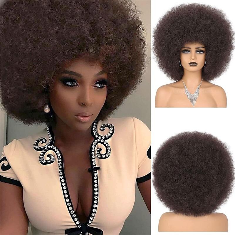 parrucche afro rosse per donne nere parrucca senza colla da indossare e andare da 10 pollici parrucche afro ricce parrucche sintetiche color borgogna per feste quotidiane costume cosplay uso del 2025 a $19.99 –P13