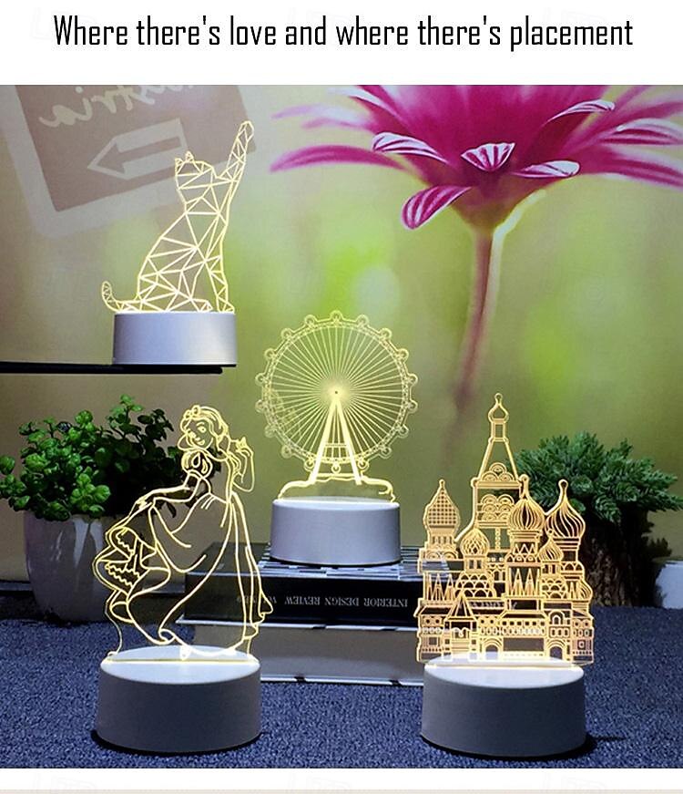 3D Night Light Bedroom Bedside Lamp Eye Care Led Light Birthday Valentine's Day Gift 2025 - $12.99 –P1