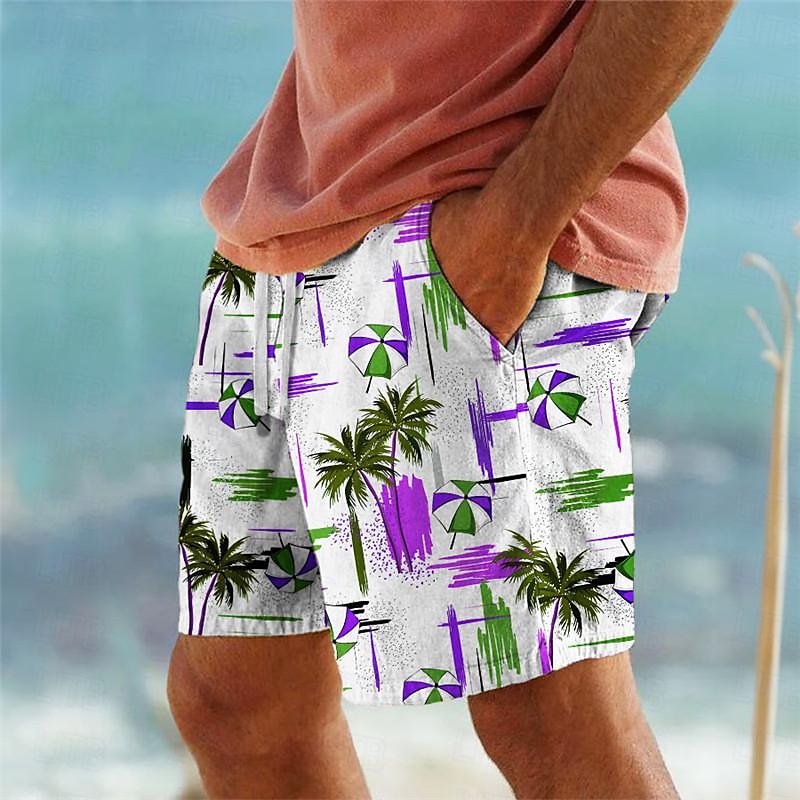 Homens Coqueiro Shorts de Natação Bermuda de Surf Calção de Banho Cintura Média Férias Havaiana Casual Férias Feriado Praia Com Cordão com forro de malha Cintura elástica Designer Roupa de 2025 por $17.99 –P3